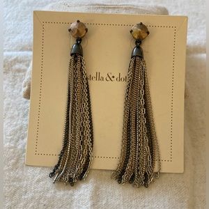 Stella & Dot mixed metal tassel earrings